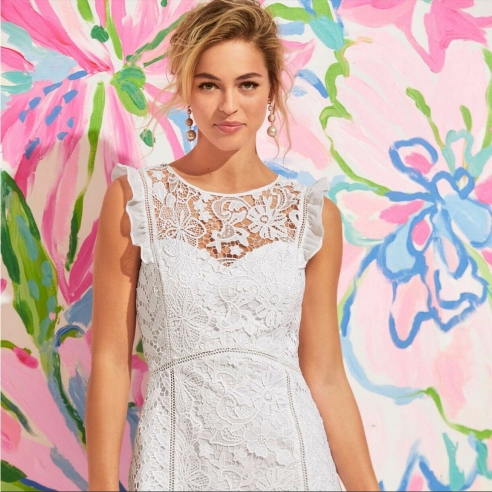 NWT Lilly Pulitzer Maya Shift dress resort white floral lace
